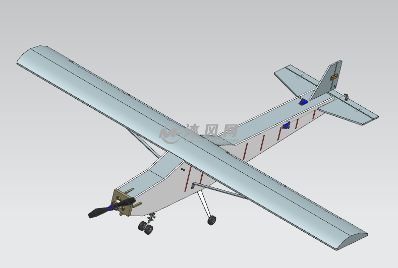 飞机整体图上单翼航模飞机机构的设计,根据设计要求计算得到上单翼