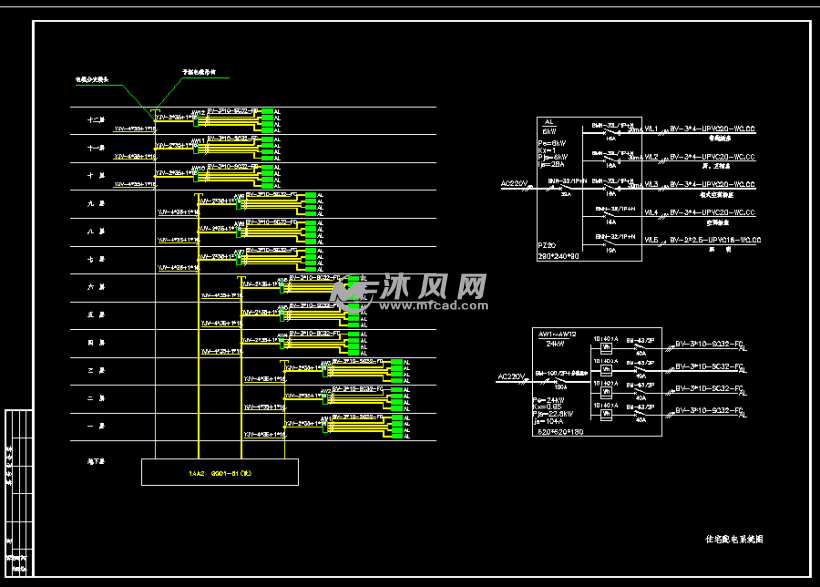 高层教师公寓强弱电施工图- 电气工程图纸 - 沐风网