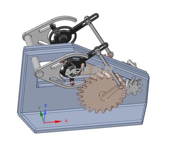 斜齿轮驱动摇杆机构