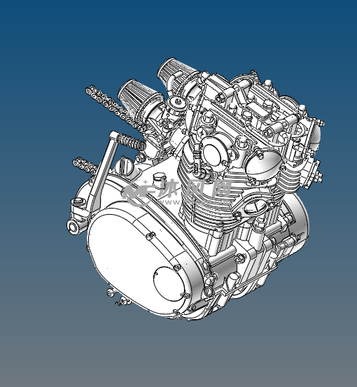 摩托车发动机stp模型