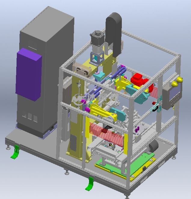 夹紧采用气缸夹紧,翻转采用电机翻转,升降装置采用伺服丝杆升降