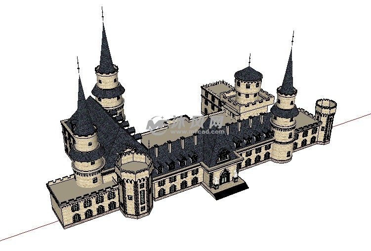 欧式城堡su模型图纸下载_sketchup建筑模型图纸 - 沐风网