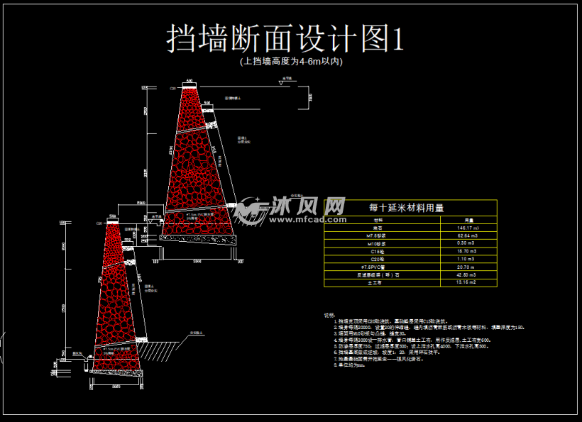 边坡浆砌块石挡土墙支护及人行踏步施工图- 道路地面铺装施工图图纸
