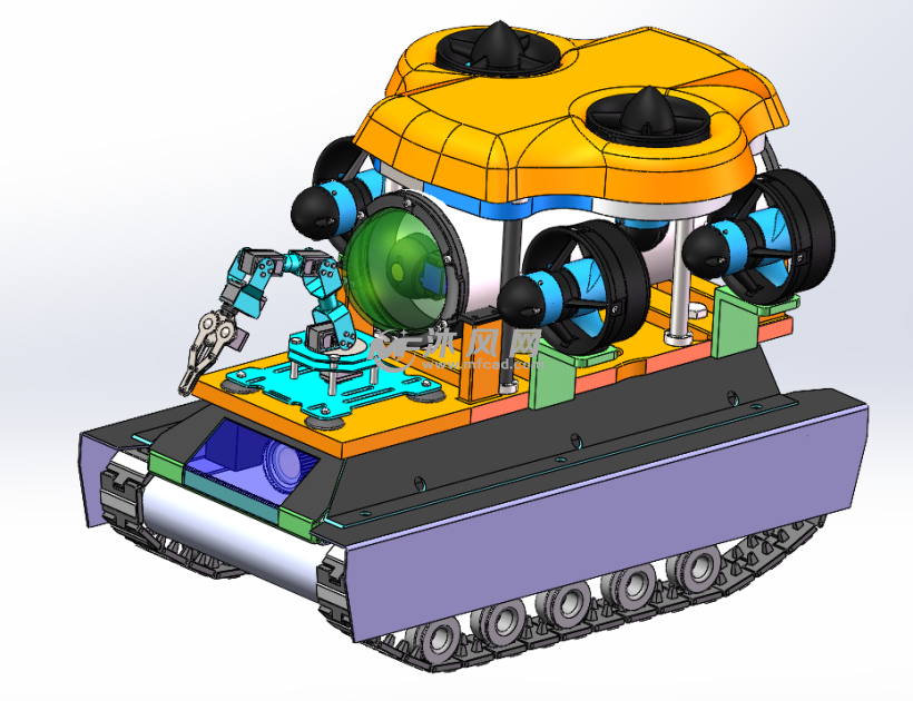 水陆两栖机器人三维设计 - 机器人模型图纸 - 沐风网
