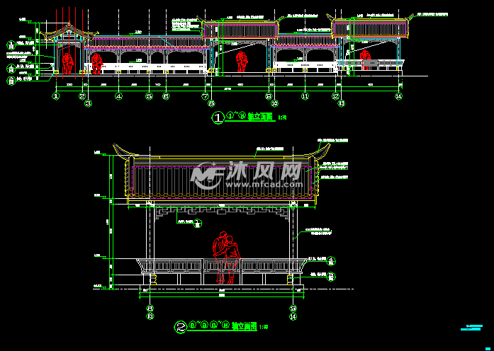 yj-01 连廊 结构图_t3- 小品及配套设施施工图图纸 - 沐风网
