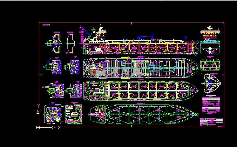 双层底舱的货船结构图 - 海洋船舶图纸 - 沐风网