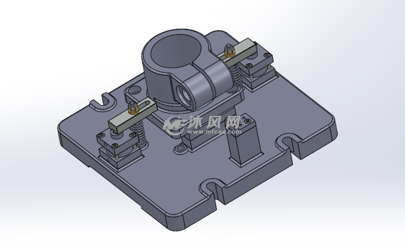 左支座工艺分析及铣槽气动夹具设计-三维图- 设计方案图纸 - 沐风网