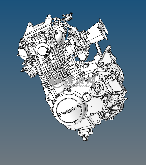 炫酷摩托車發動機結構模型正視圖