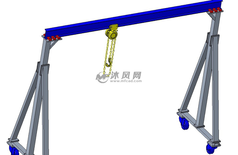 3吨单轨起吊架带手动葫芦 - 工程机械/建筑机械图纸 - 沐风网