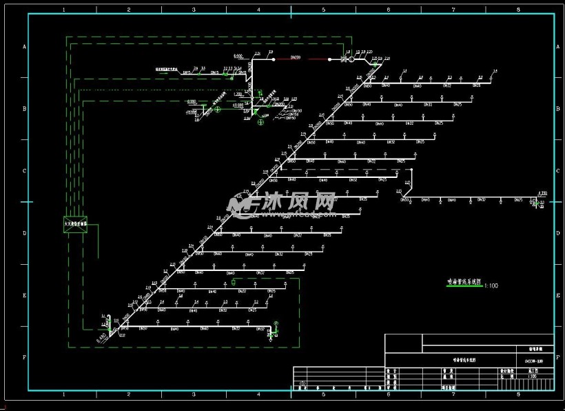 某罩棚乾式噴淋平面圖系統圖