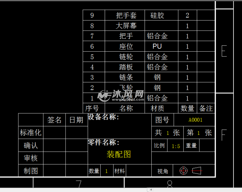 cad裝配圖bom表明細欄