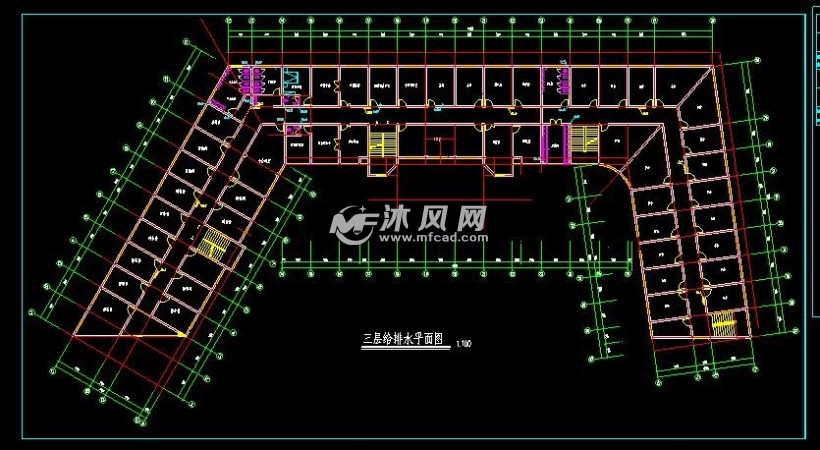 某工业办公建筑(4层)给排水施工图- cad建筑图纸 - 沐风网