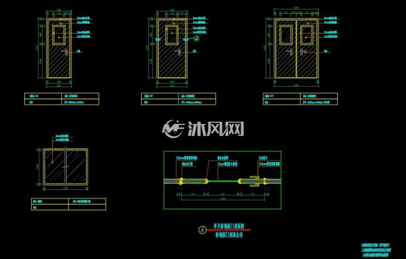 单开彩钢板门剖面图