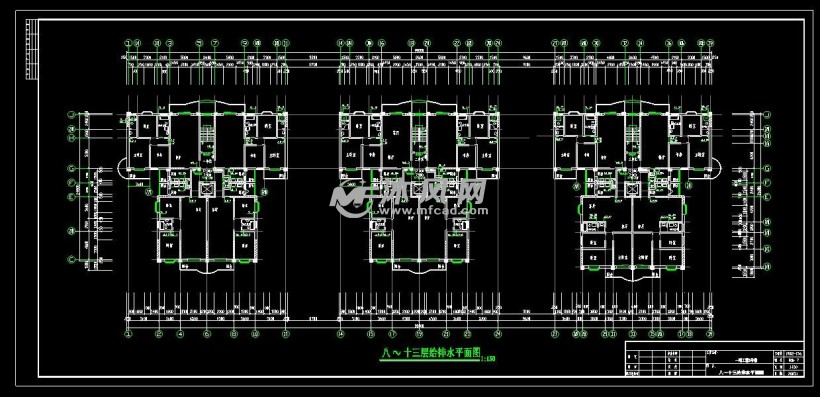 某十五層住宅樓給排水設計圖- cad建築圖紙 - 沐風網