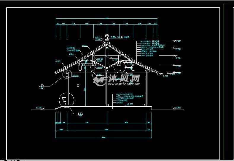 木质结构四角檐廊设计制作图 景观及古建筑图纸 沐风网