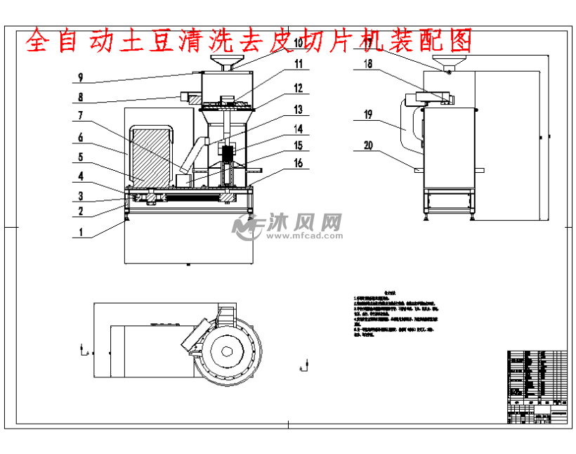 全自动土豆清洗去皮切片机的设计