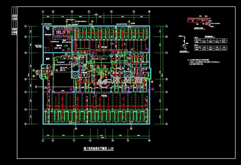 地下车库给排水平面图