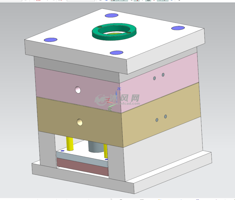 复古的游戏手柄,用ug设计了一款注塑模具,一模两腔,三板模细水口设计