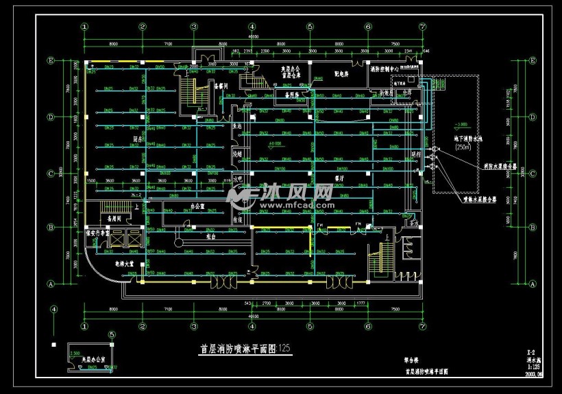 某六层酒店消防设计图图纸下载_cad建筑图纸图纸 - 沐风网