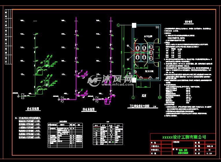 某电子公司五层厂房给排水设计图