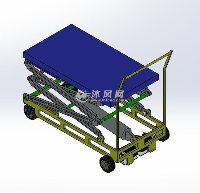 小型剪叉式移动液压平台车三维模型