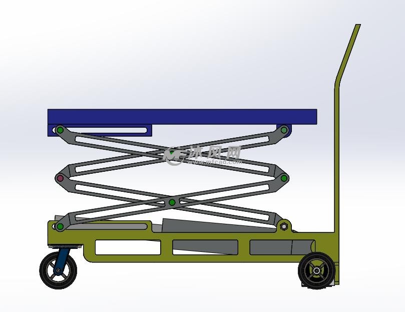 小型剪叉式移动液压平台车三维模型