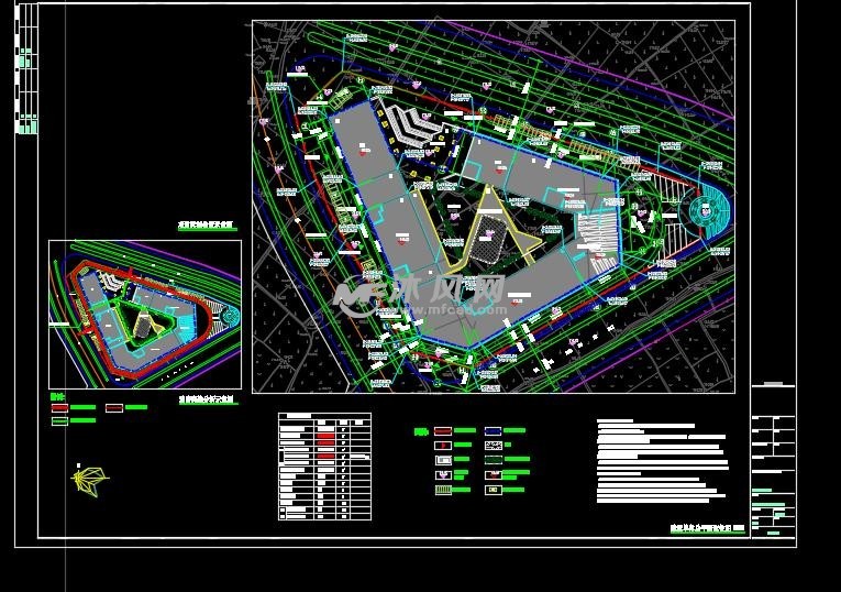 科技活动中心广场建筑设计图,图纸中主要包括:建筑单体总平面定位图
