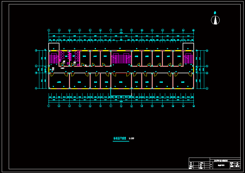 标准层平面图侧立面图5轴一榀框架配筋图顶层楼板配筋图顶层平面图