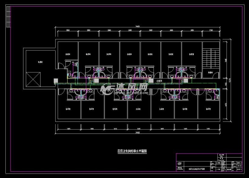 四层卫生间给排水平面图