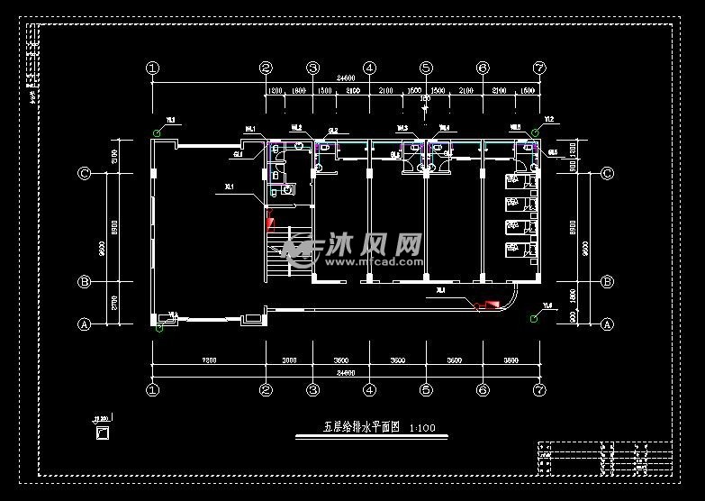五层给排水平面图图纸参数图纸id: 1088016图纸格式:d