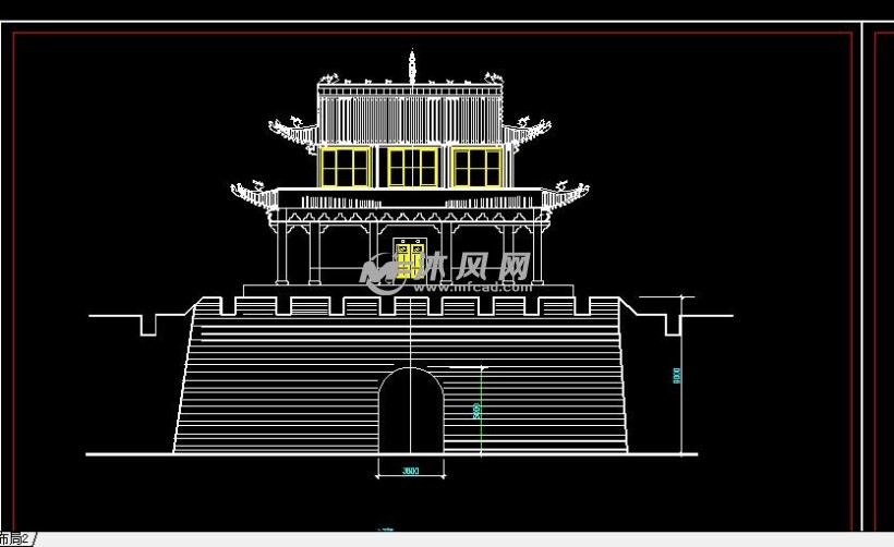 青砖糙砌古城楼台设计施工图
