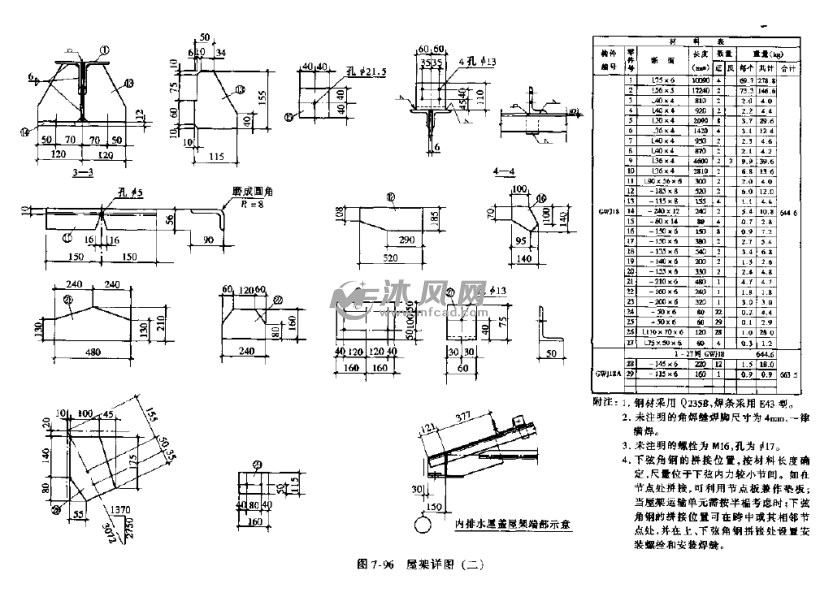 鋼結構屋架施工圖紙