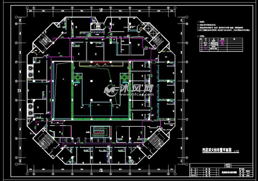 四层消火栓布置平面图屋面消火栓给水系统图五层消防喷淋平面图图纸