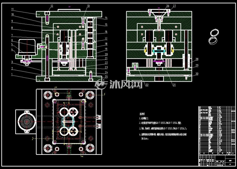 保健品药瓶盖注塑模具内螺纹自动脱模