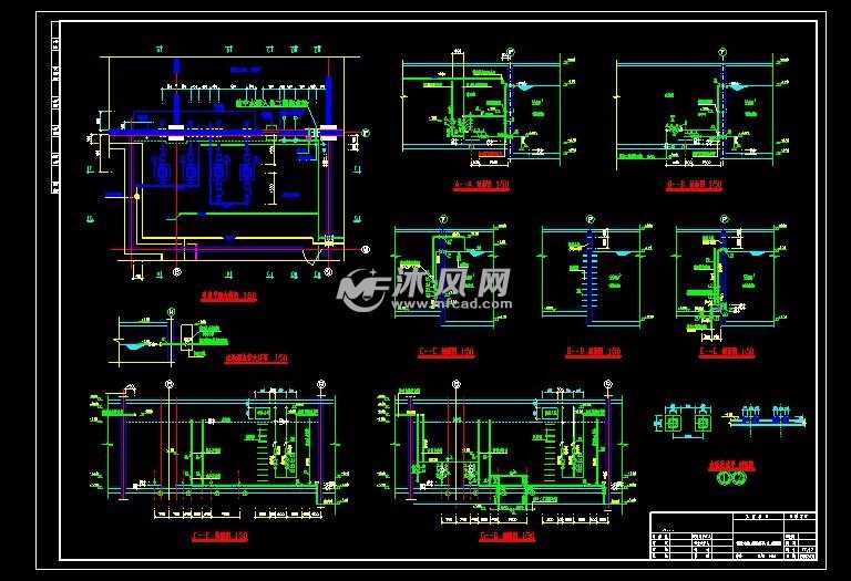 消防水池水泵房平立剖面圖