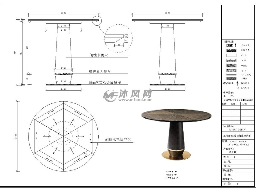 哥特式桌子三视图图片