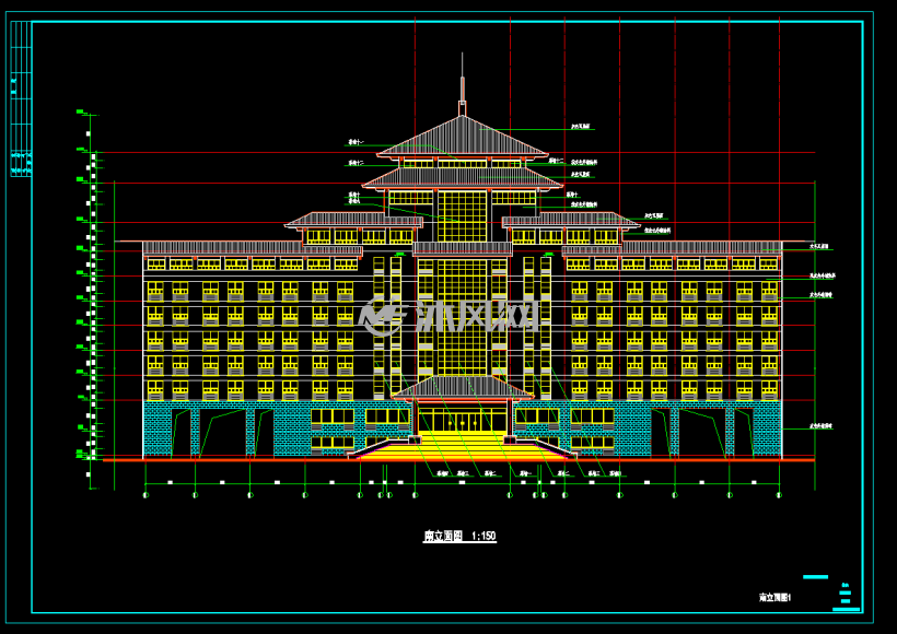 [南京]高校新中式教学楼外墙石材装饰 图纸下载_艺术品/工艺品图纸
