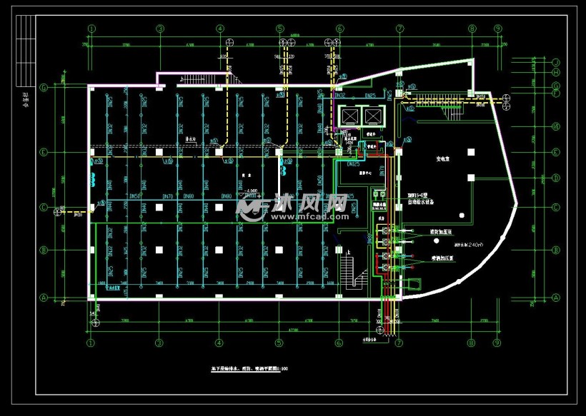 地下層給排水消防噴灑平面圖