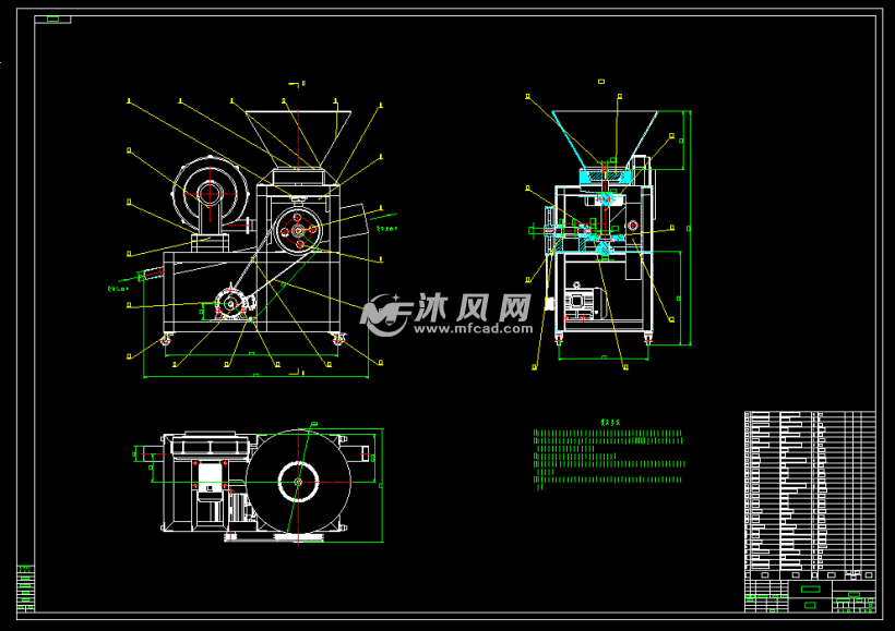 家用花生去壳机装配图cad