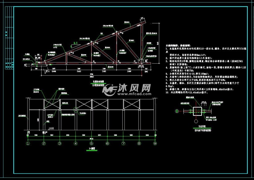 木屋架廠房結構圖6m跨半屋架