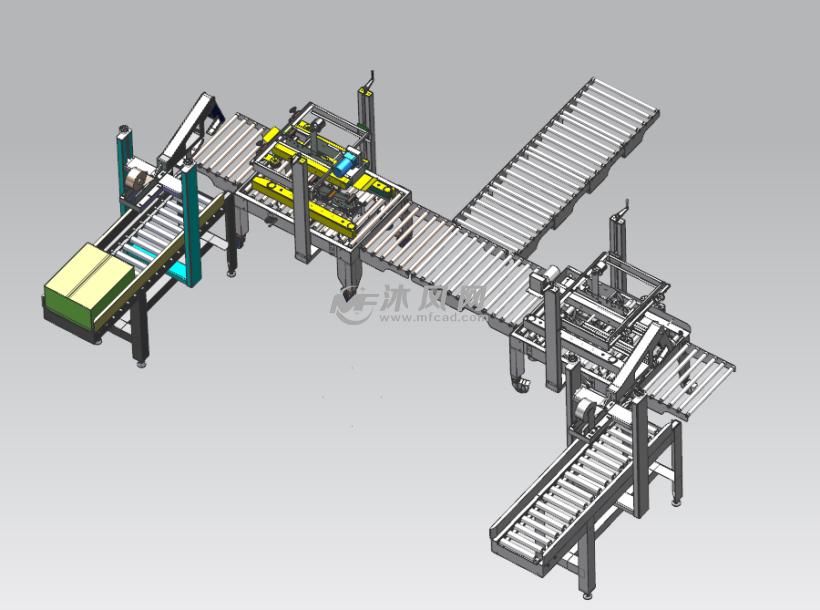 双工位纸箱封箱贴胶带自动化线体设计 - 机械设备图纸 -沐风网