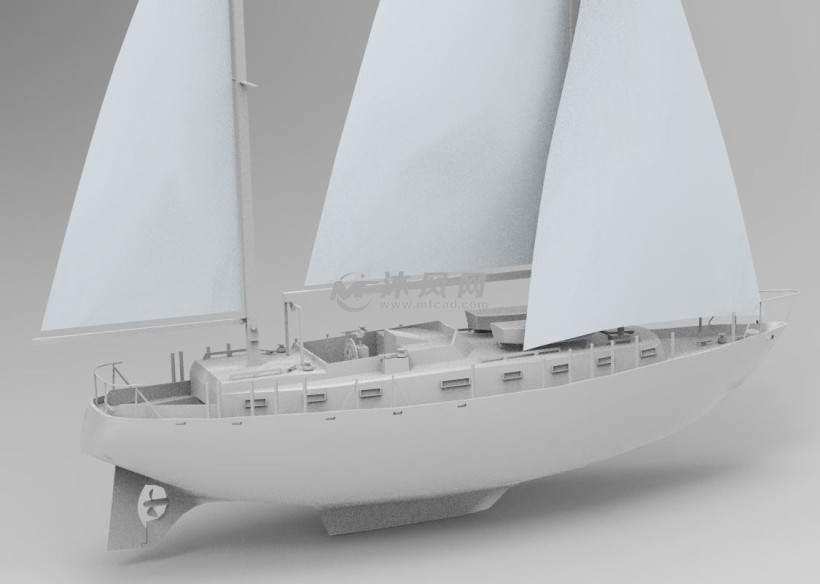 小型三桅杆三角帆现代帆船图纸下载_海洋船舶图纸- 沐风网