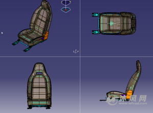 轿车驾驶员座椅总成三视图
