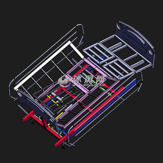 病床设计三维模型 - 医疗设备图纸 -沐风网