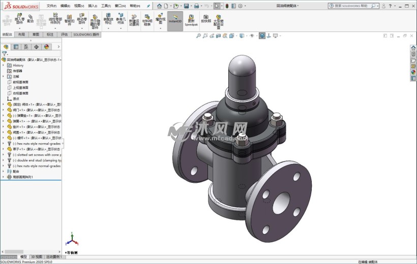 solidworks回油阀完整建模案例分享_solidworks三维建模教程_沐风网