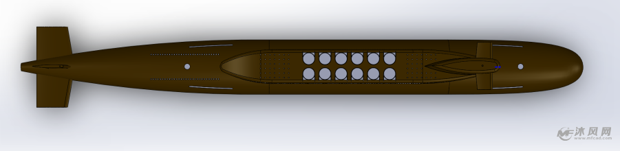 2米潜艇船体俯视图