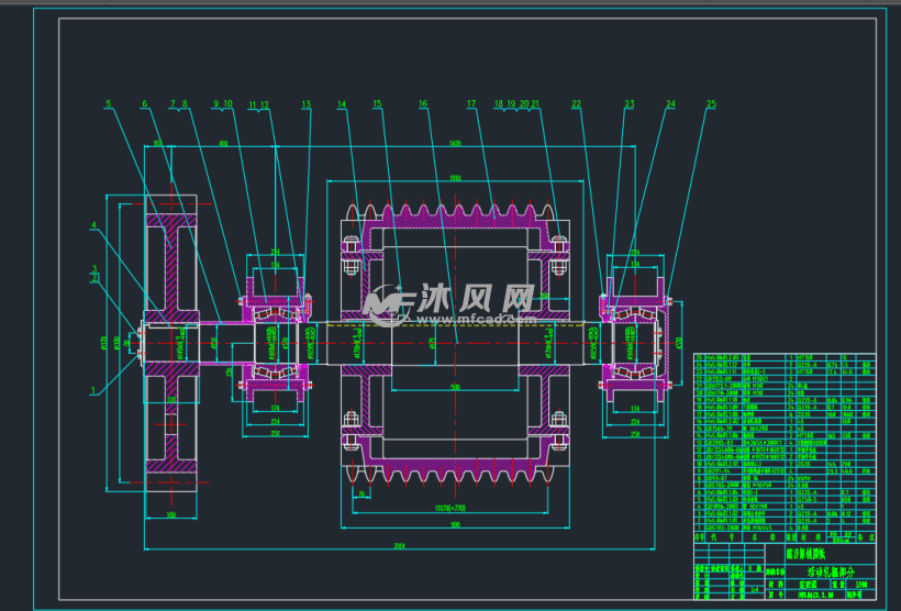 烧结机用活动轧辊总图和部分零件 - 工程机械/建筑机械图纸 - 沐风网