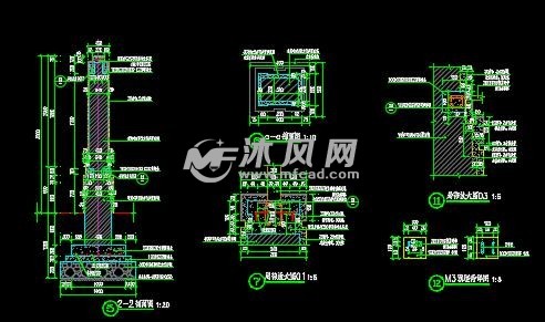 圍牆剖面圖圍牆標準平面立面圖消防大門結構圖消防大門立柱剖面圖消防