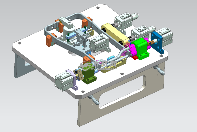 座椅靠背骨架焊接工装双轴定位机构主定位取料避位操作侧及手动阀图纸