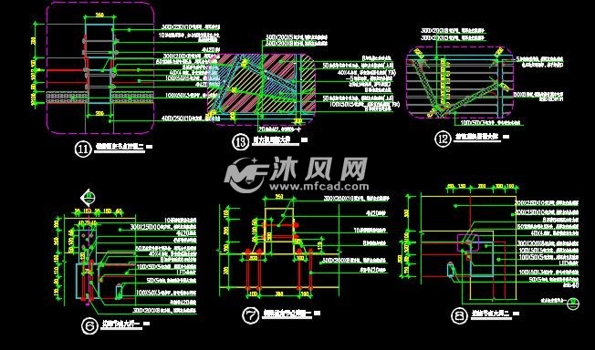 玻璃顶异形特色廊架详图 - 小品及配套设施施工图图纸 - 沐风网